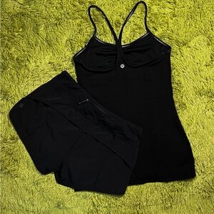Black Lululemon Tank and Shorts Set